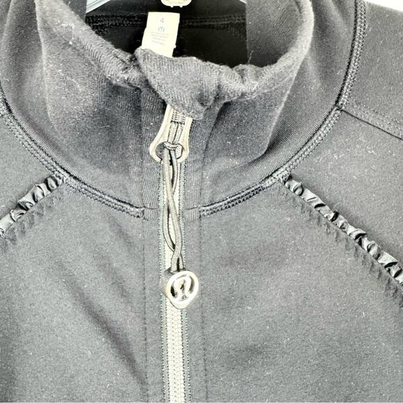 Lululemon Nice Asana Funnel Neck Athletic Mid-Layer Ruffle Jacket In Black Sz 4 - Picture 10 of 16